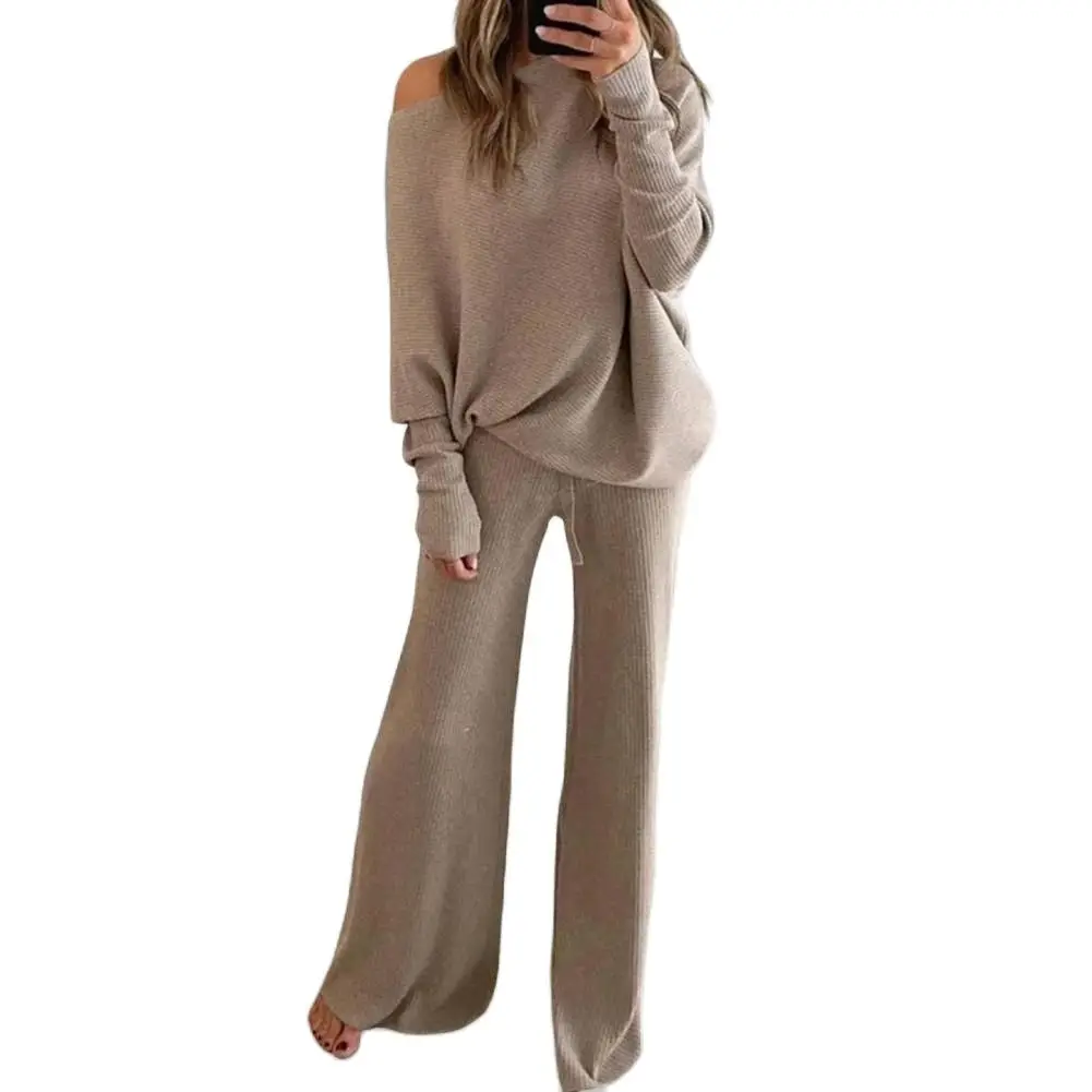 

Осенний женский костюм с блузкой и брюками, спортивный костюм с круглым вырезом, не скатывающийся, блузка с эластичным поясом, костюм с брюками