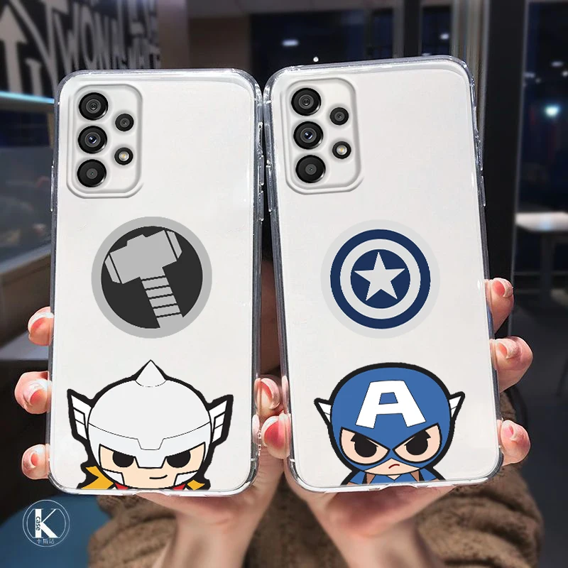 

Marvel Heroes Avengers Phone Case For Samsung A32 A52 A52S A72 A02 A22 A03 A02S A03S A13 A53 A73 A23 Transparent luxury Silicone