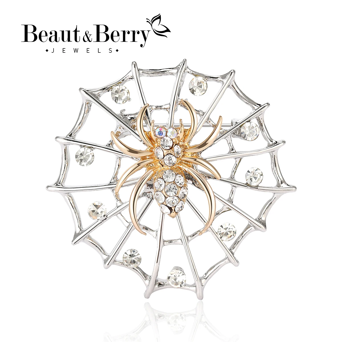 Женская брошь в виде паутины