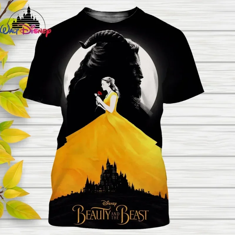 Летняя футболка с 3D принтом принцессы диснеейской красавицы и чудовища одежда