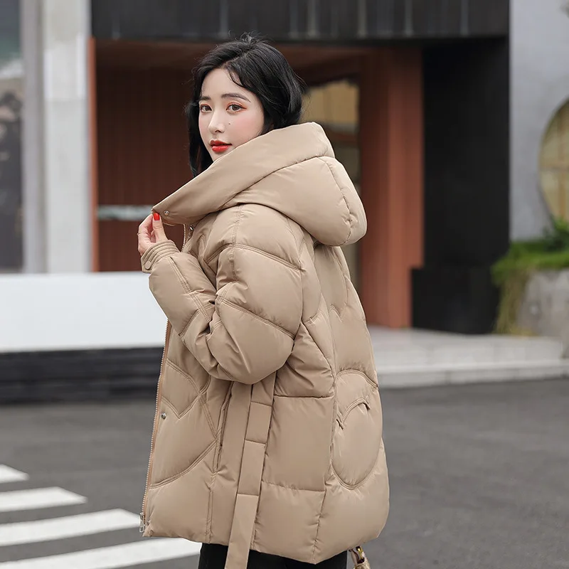 2022 New Korean Down Cotton Parkas Women's Winter  Version Loose Bread Jacket Women's Hooded Solid Color Casual Cotton Clothes