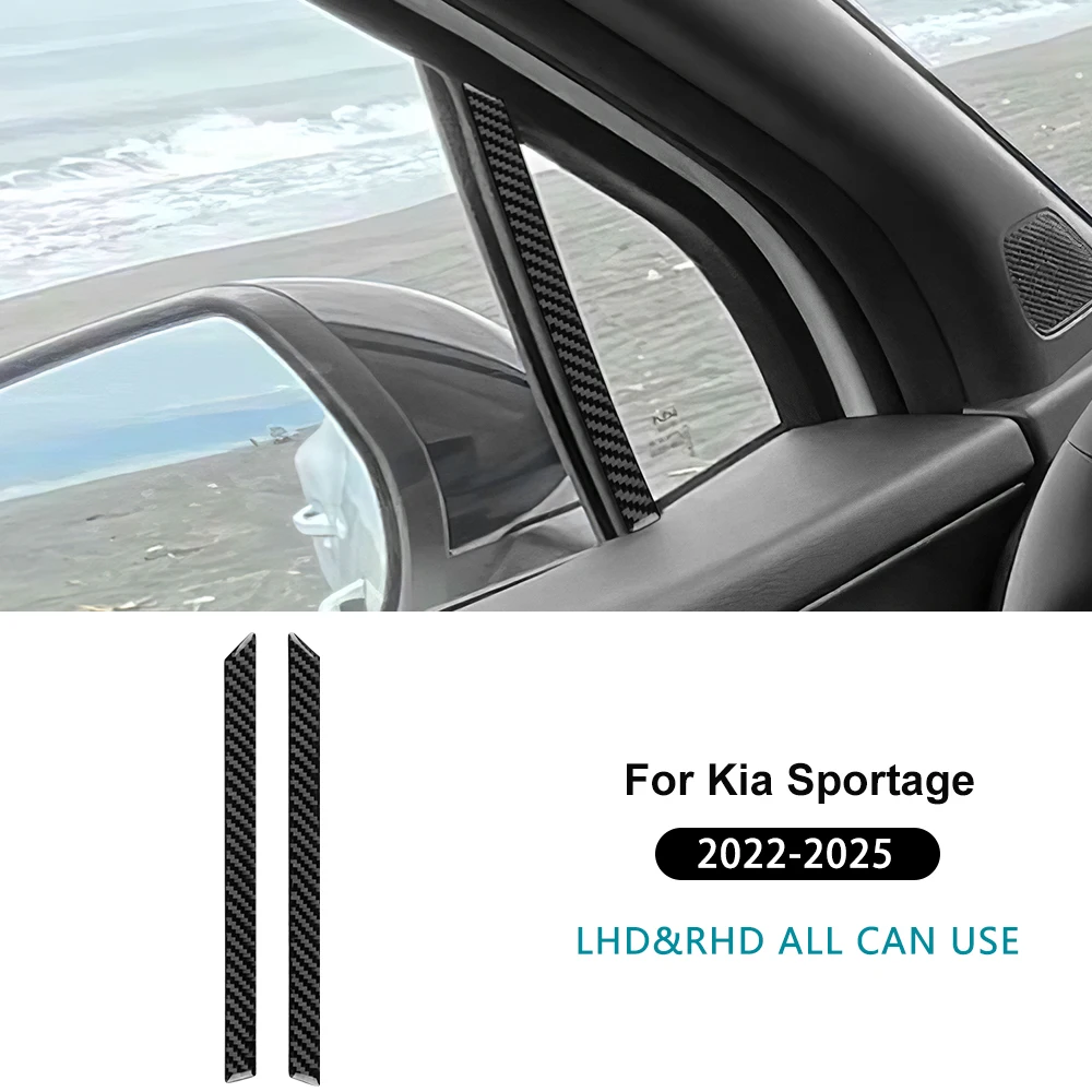 

Для Kia Sportage NQ5 2022 2023 2024 2025 Настоящая мягкая наклейка из углеродного волокна LHD RHD Автомобильная стойка Боковая декоративная накладка Аксессуары