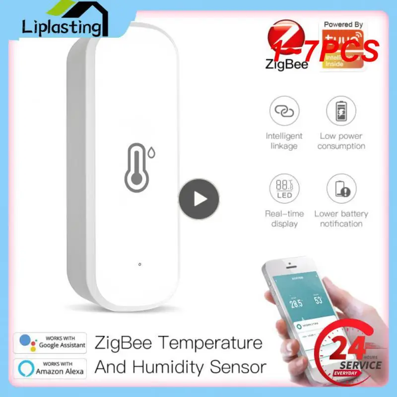 

1~7PCS Tuya Zigbee / WiFi Smart Temperature Humidity Sensor Indoor Hygrometer APP Remote Monitor Var Smart Life Works With Alexa