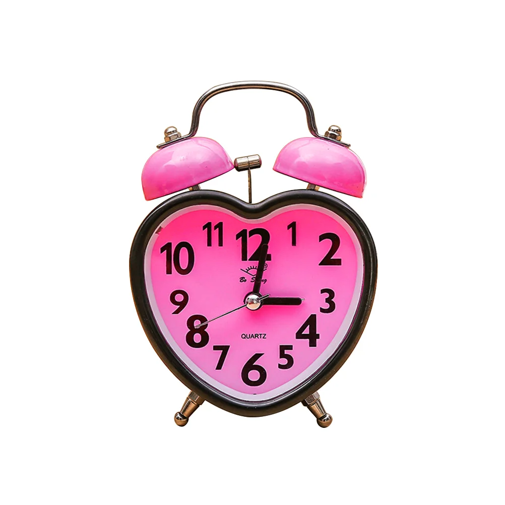 

Heart Shape Double Bell Alarm Clock Ticking Twin Bell Alarm Clock with Nightlight for Kids Girls Bedrooms (Random Color)