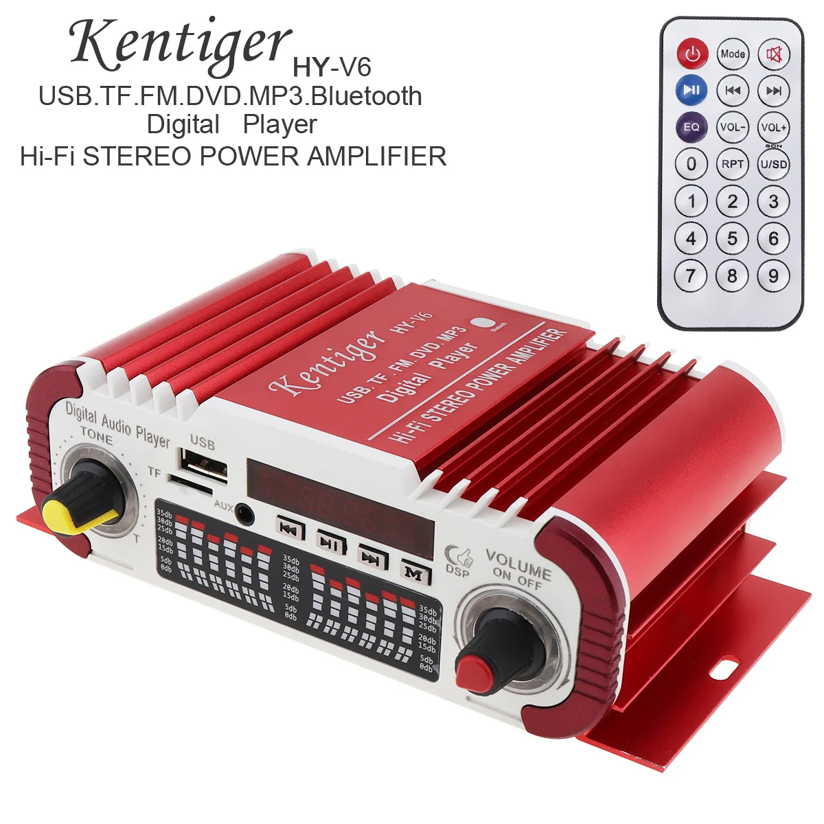 HI-FI Bluetooth-compatible Digital Audio Player Car Amplifier Auto FM Radio Stereo Player Support SD/USB/DVD/MP3 Input