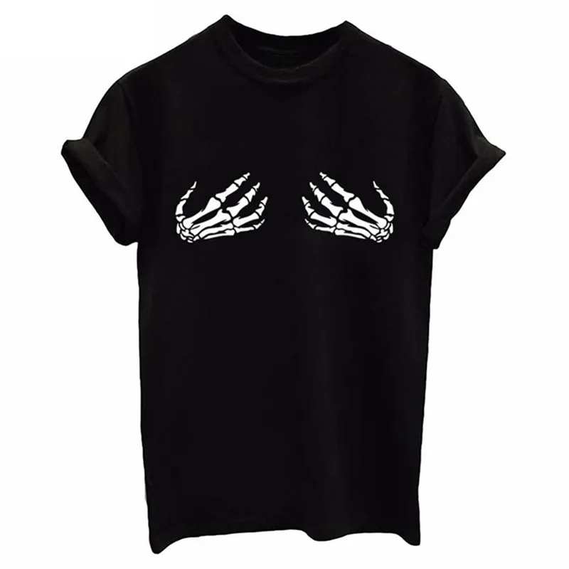 

Summer new fashion women's tops skull skeleton hands 3d pinting t shirt funny tops graphic tees harajuku t-shirt