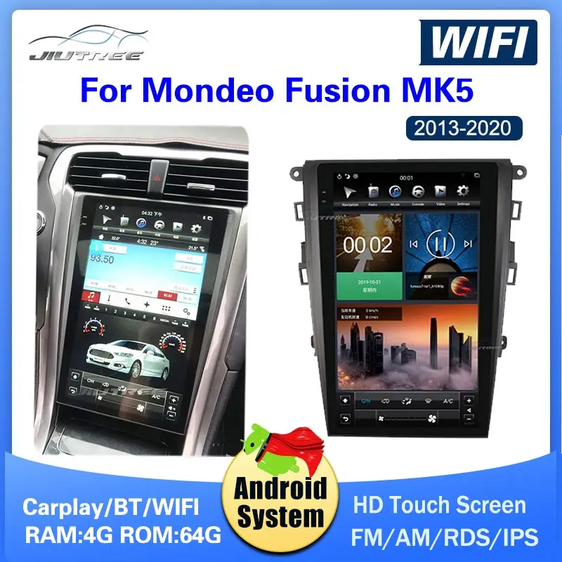 13.6 inch Android for Mondeo Fusion MK5 2013-2020 car radio multimedia player Tesla screen AUTO audio Tape Recorder