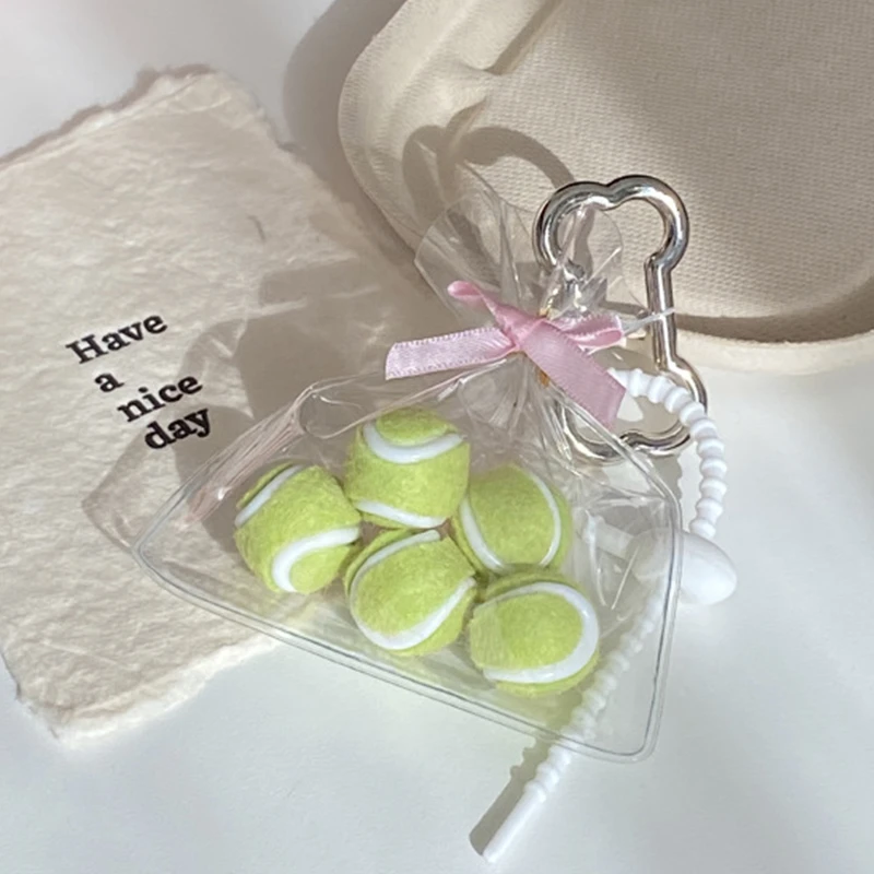 Милый спортивный мини-брелок с теннисным мячом зеленый цвет кулон брелок для