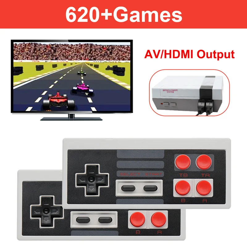 

Портативная игровая мини-консоль в стиле ретро, игровая консоль со встроенными классическими 620 играми NES для телевизора, 4k для совместимых ...