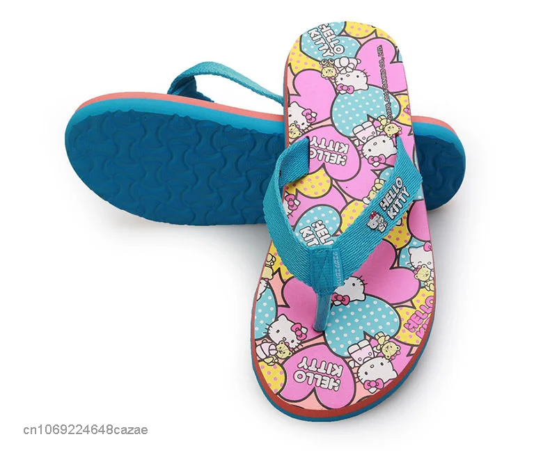 Sanrio Hello Kitty Cute Cartoon Flip Flops Korean Version Student Sweet Home Slippers Y2k Soft Bottom Non Slip Shoes For Women