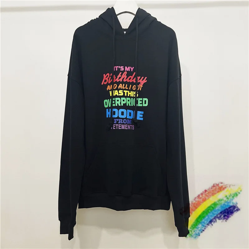 

Vetements Birthday Hoodie Men Women 1:1 High-Quality Rainbow Graphic Print Vetements Hoodie Oversize Sweatshirts Pullovers