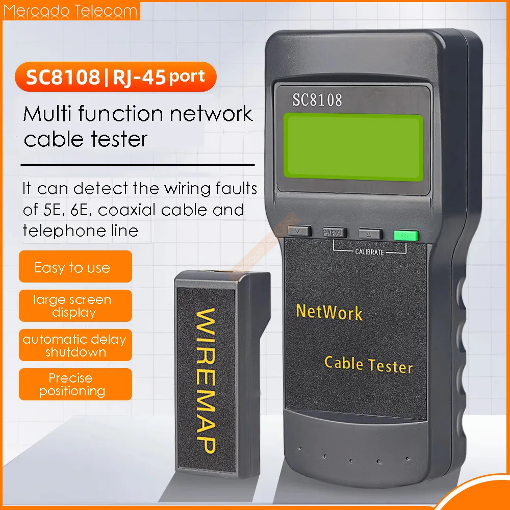 Новый портативный сетевой тестер SC8108 с ЖК-дисплеем, тестер и измеритель телефонного кабеля LAN с дисплеем RJ45 Новый портативный сетевой тестер SC8108 с ЖК-дисплеем, тестер и измеритель телефонного кабеля LAN с дисплеем RJ45