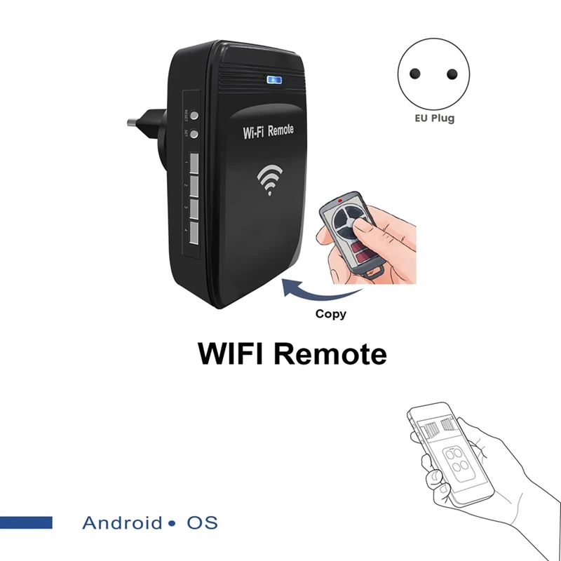 Фото Новый WiFi-преобразователь 280МГц-868МГц WiFi в RF для пультов дистанционного управления гаражными воротами (фиксированный и плавающий код), EU-PLUG-DT30 №2