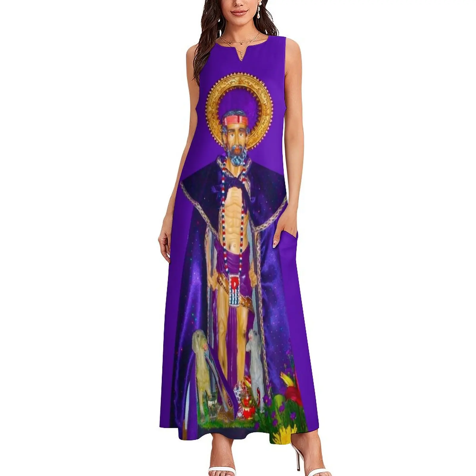 San Lazaro Babalu Aye Cuba Santeria Длинное платье Коктейльные платья Женская одежда для женщин