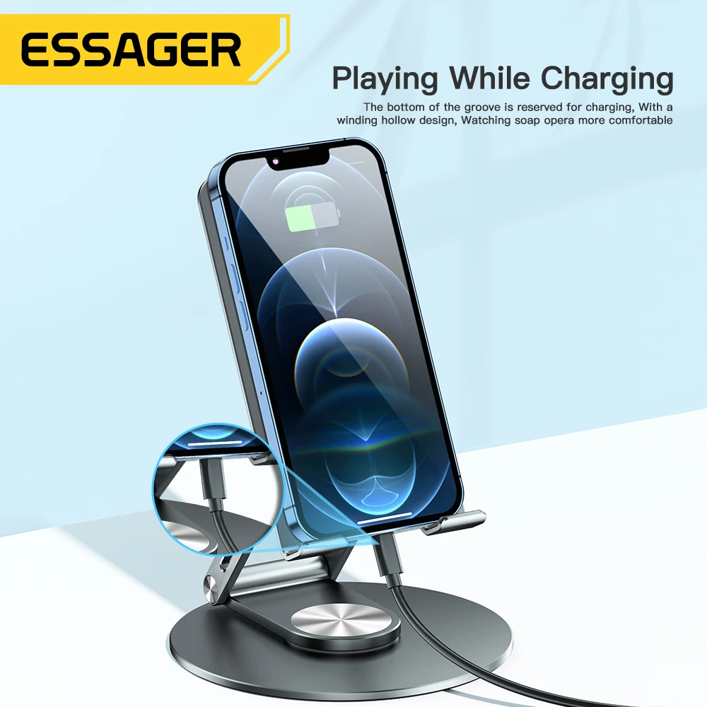 ESSAGER 360° Rotatable Phone Holder Stand For iPad iPhone Xiaomi Samsung Desk Support Adjustable Table Bracket Smartphone Stand