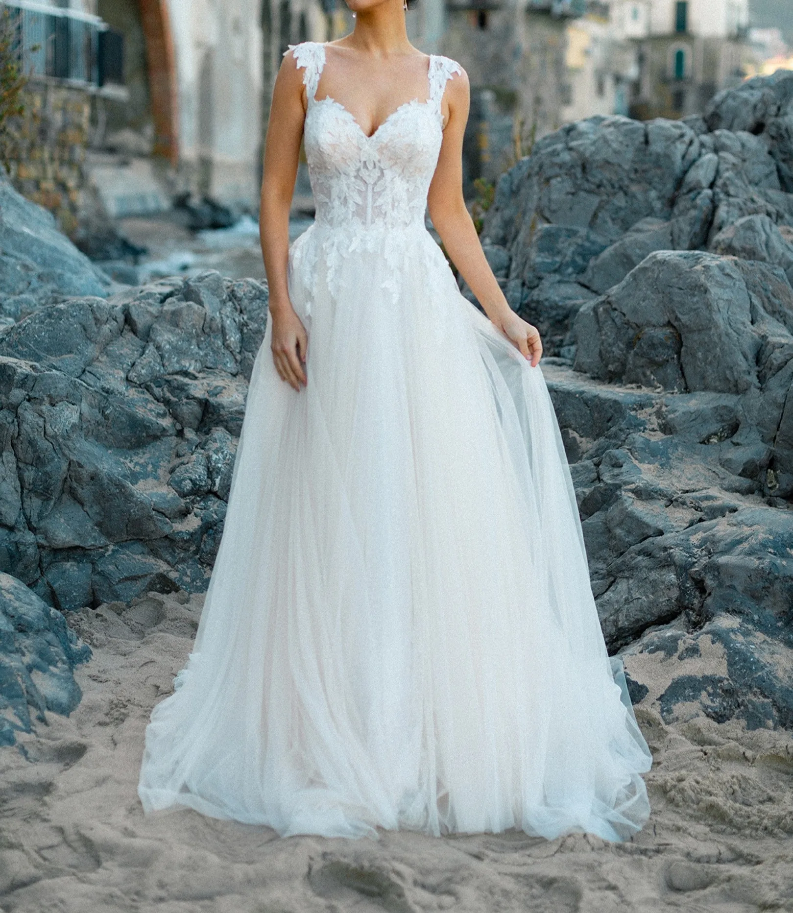 

Всесезонное длинное великолепное прямое Тюлевое свадебное платье для невесты