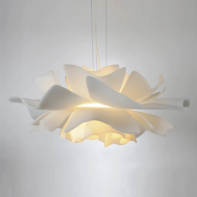 Nordic Art Chandelier Lights Modern Creative White Flowers Hanging Lamp Restaurant  Living Room Lamp Clothes Girl Home Fixture