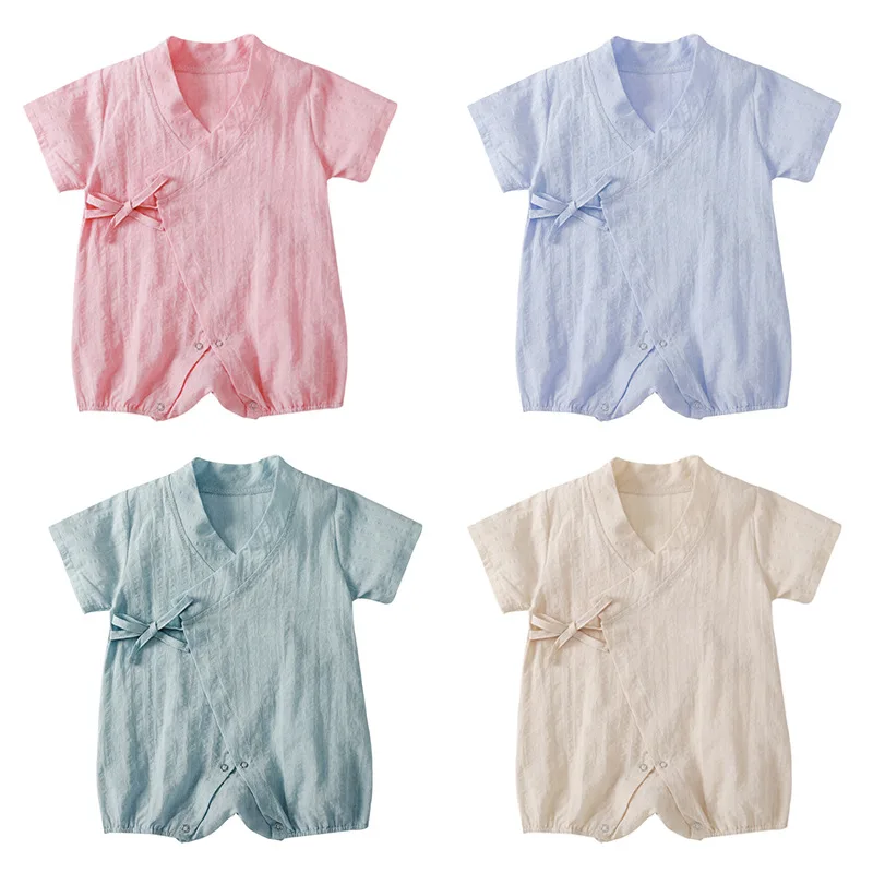 

Комбинезон детский летний из хлопка и льна, с коротким рукавом