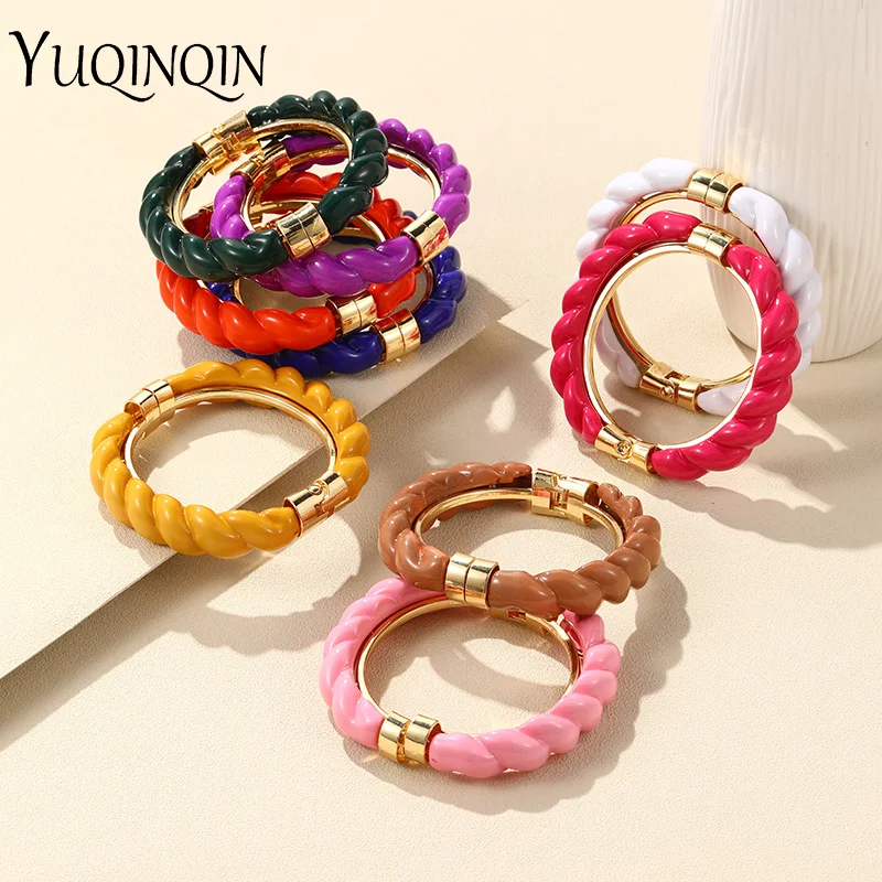 

New Korean Big Cuff Open Bangles for Women Geometric Gold Color Stainless steel Bracelet & Bangle Luxury Wedding Fashion Jewelry