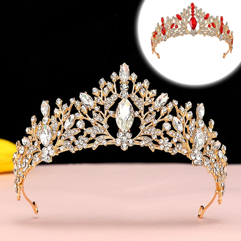 

Luxury Fashion Gold Silver Color Crystal Crowns For Women Bride Princess Queen Pearls Tiaras Diadems Wedding Hair Accessories