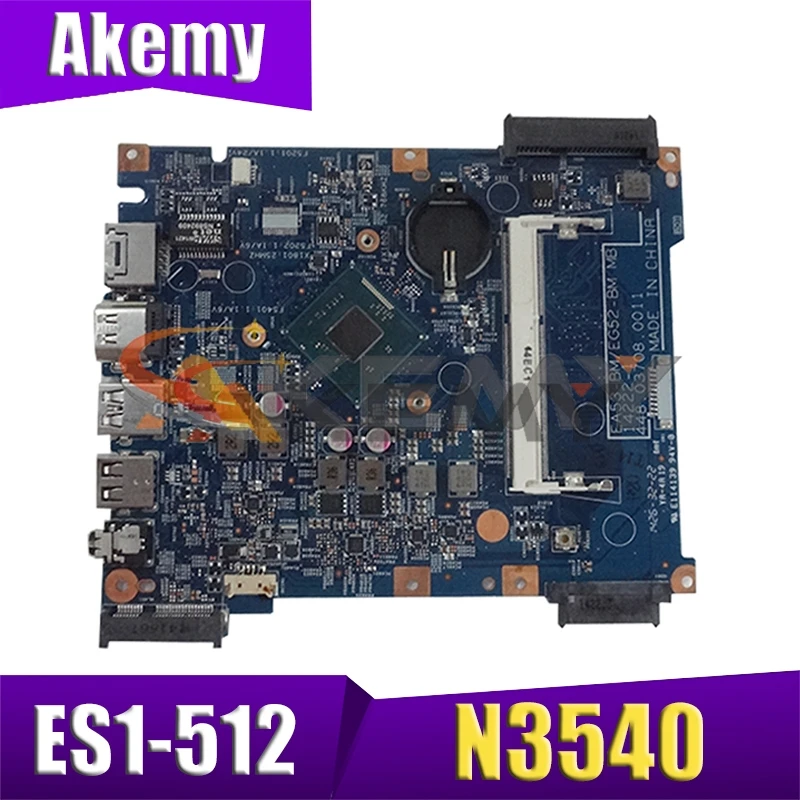 Материнская плата AKEMY для ноутбука Acer Aspire ES1-512 NBMRW11001 14222-1 N3540 CPU NB.MRW11.001 448.03703.0011 |