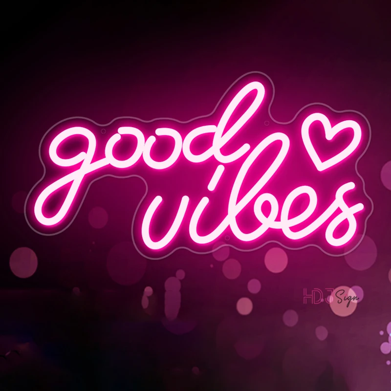 

Неоновые огни Good Vibes, вывеска, светодиодная лампа, украшение комнаты, ночники для спальни, персонализированные подарки, декор для дня рожден...