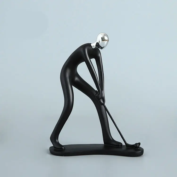 

[Crafts] Modern Abstract Sculpture Sports Golf player Golfer figure model Statue Art Carving Resin Figurine Home Decorations