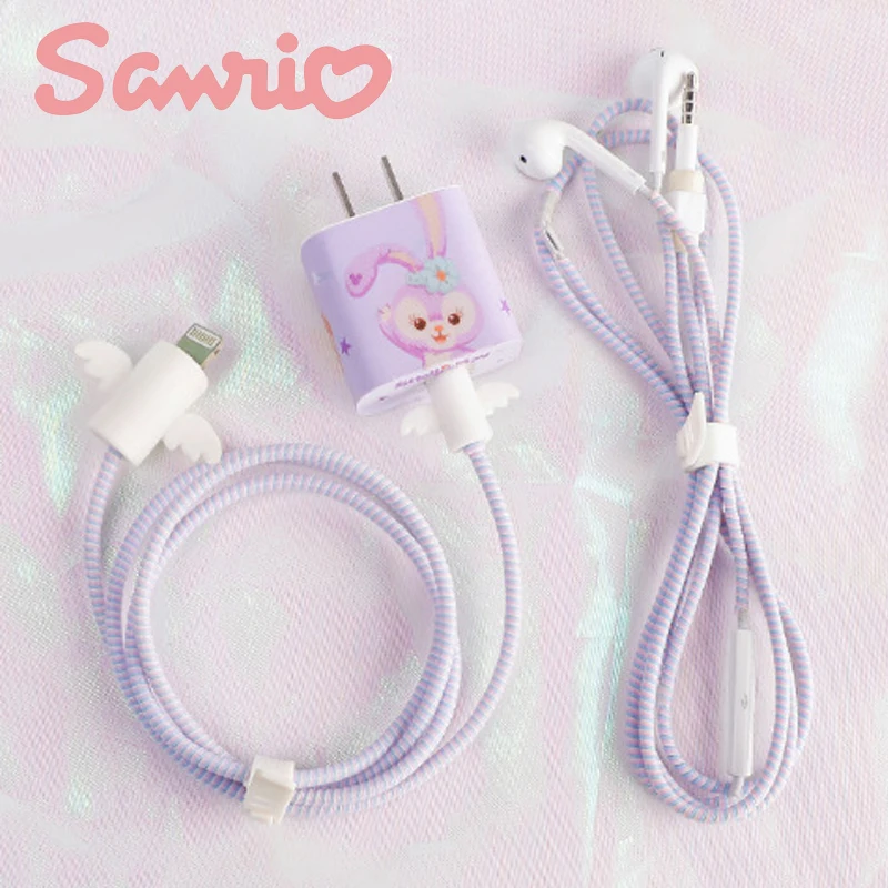 

Kawaii Disney Stitch Data Cable Protective Sleeve for Iphone 18/20 Charger Doraemon Stellalou Pikachu Kitty Headphone Cable Case