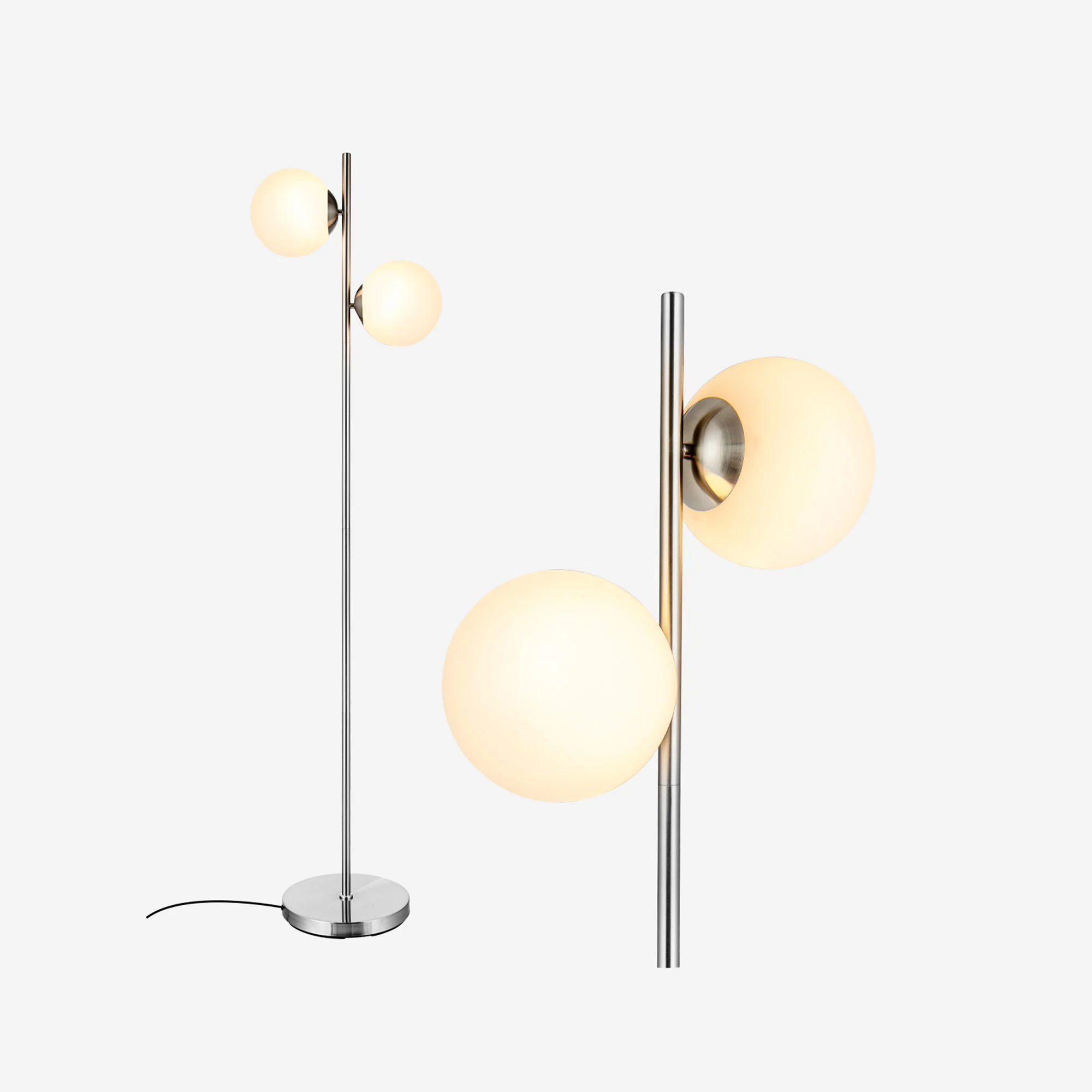 

HMTX 65'' Sphere LED Floor Lamp w/ 2 Bulbs & Foot Switch Home Office Silver