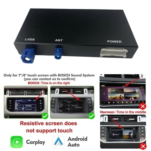 Фото Беспроводной CarPlay для Bosch Host Rover Discovery 5 Evoque Discovery Sport Jaguar XE XF с мультимедийным декодером Android Auto №2
