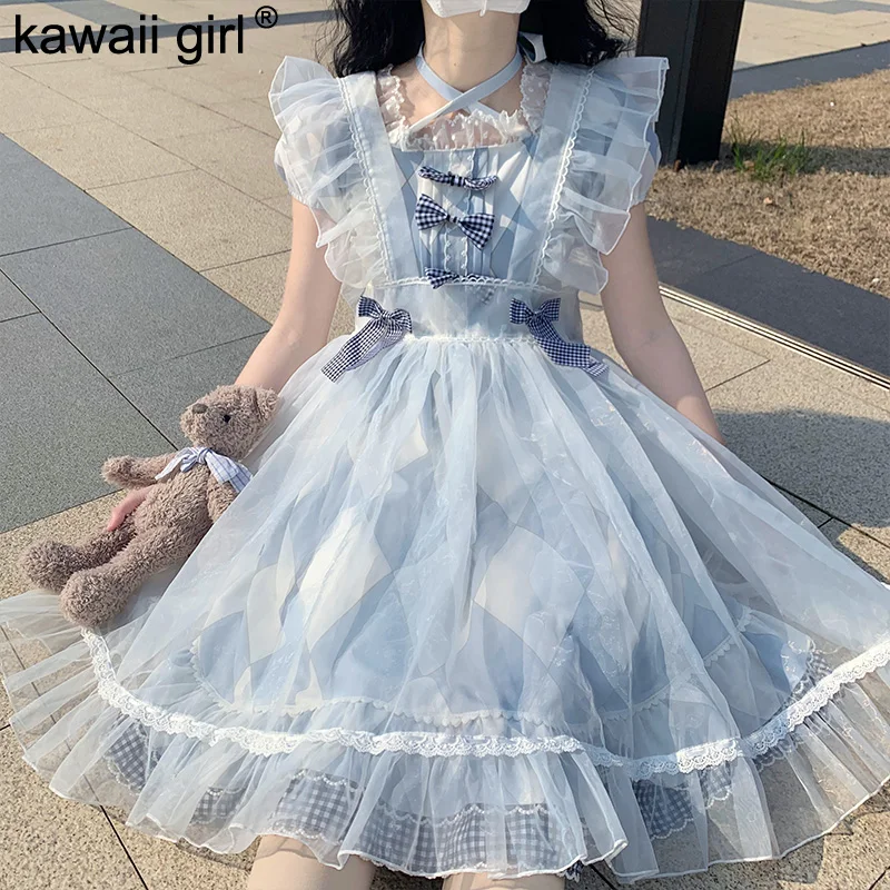 

Lolita Princess Dresses Summer Daily Lolitas OP 2022 New Cute Fairy Lace Dress Women Sweet Girl Puffy Dress Kawaii Girl Clothing