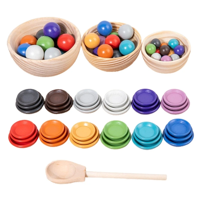 

Montessori Toy Puzzle Color Sorting Bowl Toy for Kid Fine Motor Skill Counting Matching Toy Early Learning Toddler Gift