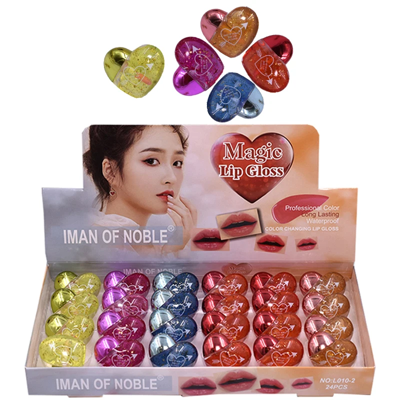 

24 шт./кор. оптовая продажа блеска для губ оптом увеличенный водостойкий блеск для губ Бесплатная доставка кавайная помада в форме сердца Увлажняющая помада
