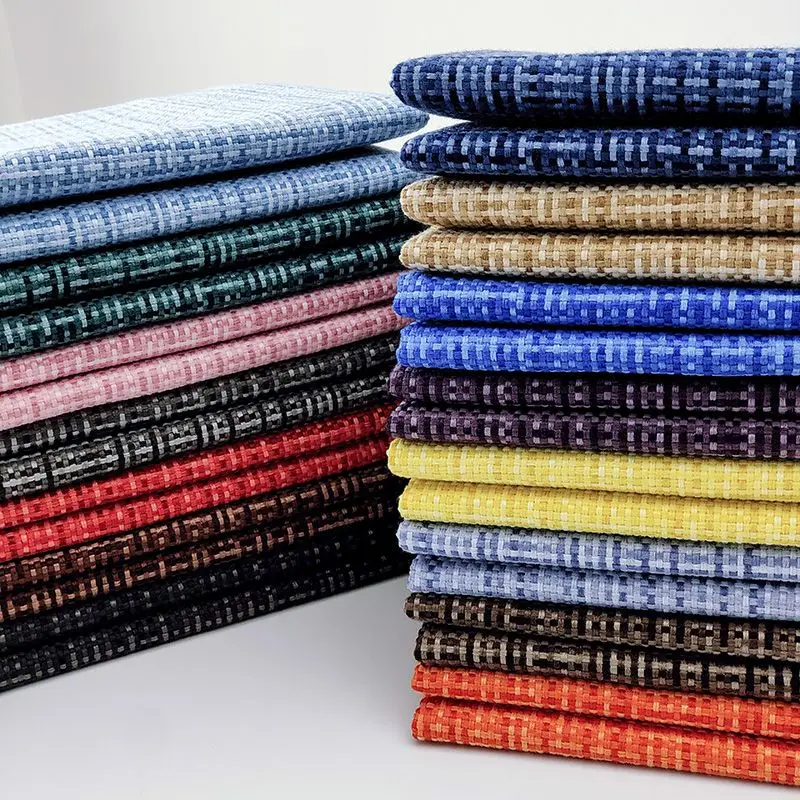 Льняная ткань утолщенная на метр для диванов обивки шитья сделай сам клетчатый