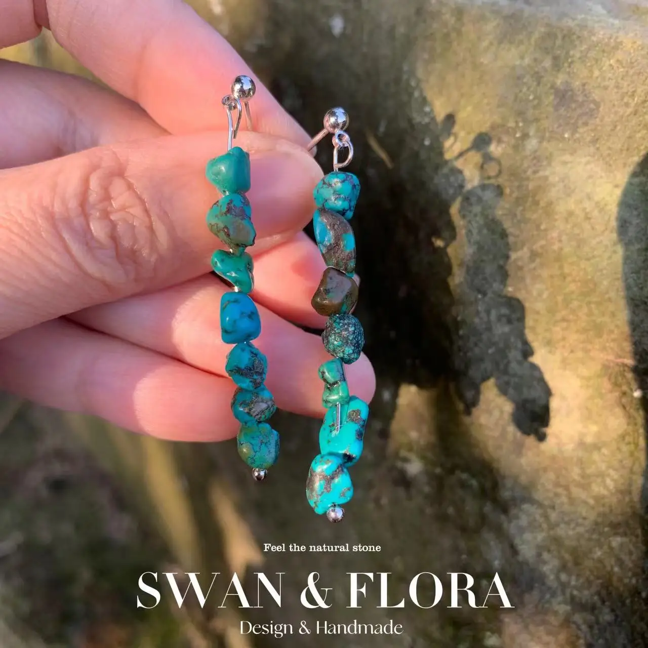 

Женские серьги-гвоздики из серебра 925 пробы, с натуральной бирюзой