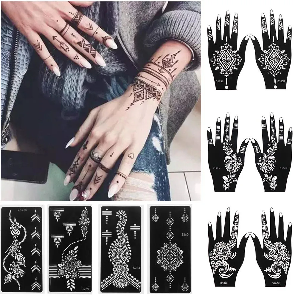 

Summer Professional Henna Stencil Temporary Hand Tattoo Body Art Sticker Template Wedding Tool India Style Flower Tattoo Stencil