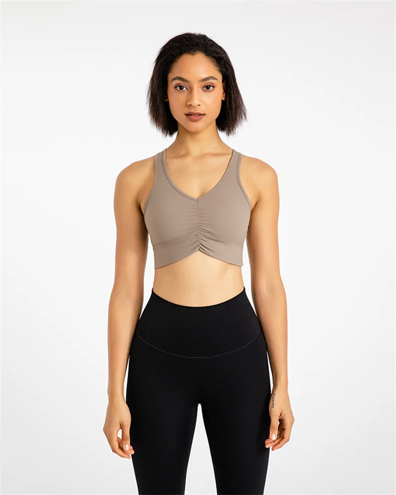 

LULU YOU WANT Sexy Fashionable Deep V Neck Nake Feeling Top Grade Fabric Yoga Bra Shock Absorption Fitness Out Work Running Bra