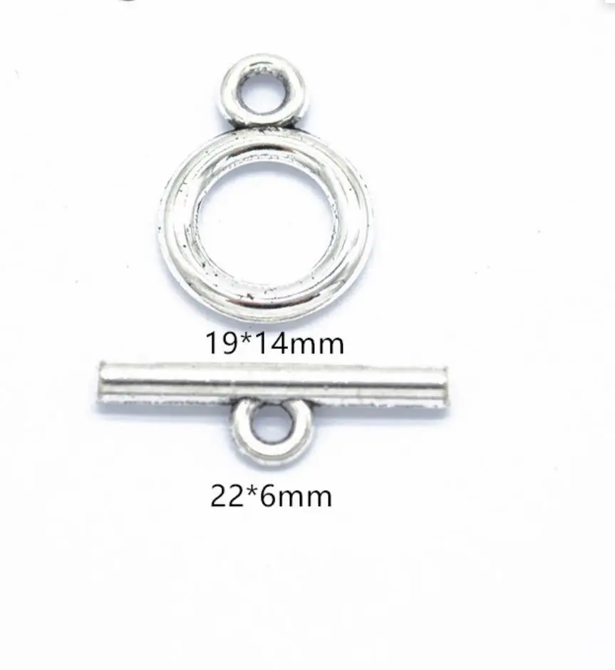 50Sets Silver Color OT Clasp Connector Toggle Clasps Buckle For Jewelry Making DIY Accessories ring 19*14MM,bar 22*6MM F0279