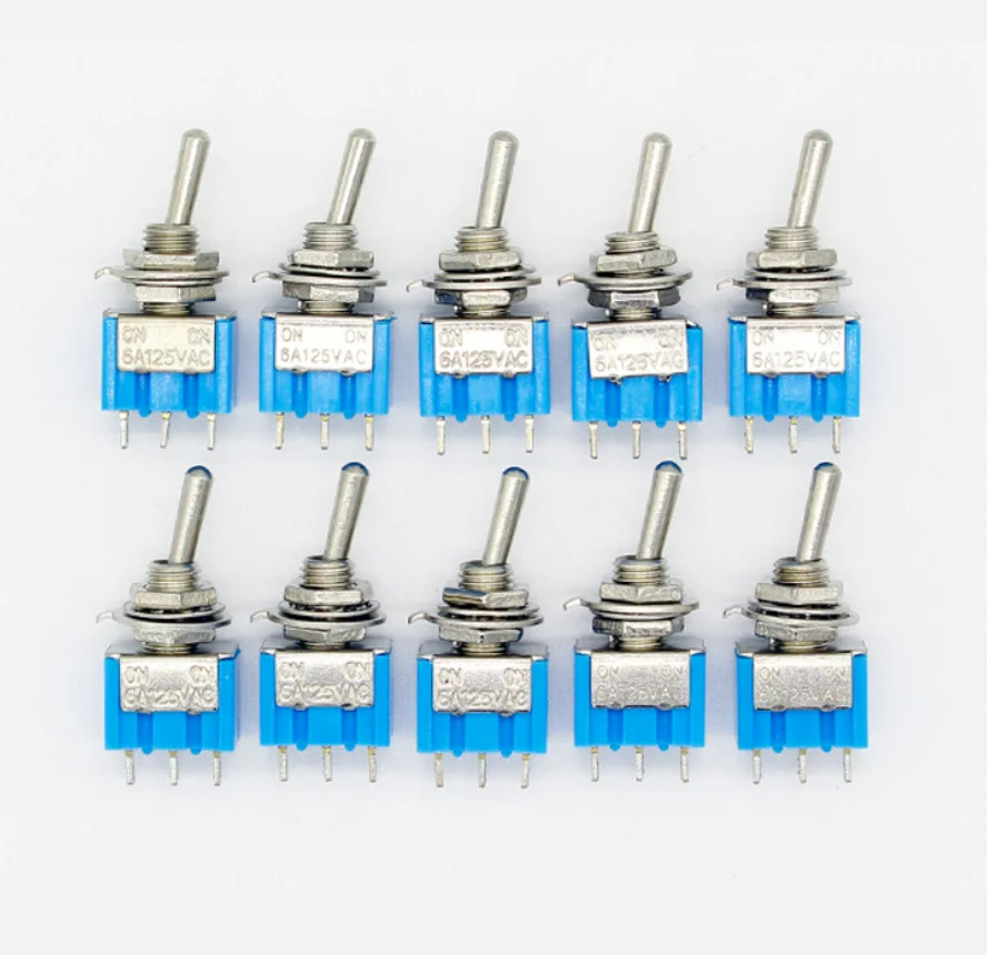 

50Pcs ON-OFF-ON 3 Pin 3 Position Mini Latching Toggle Switch AC 125V/6A 250V/3A