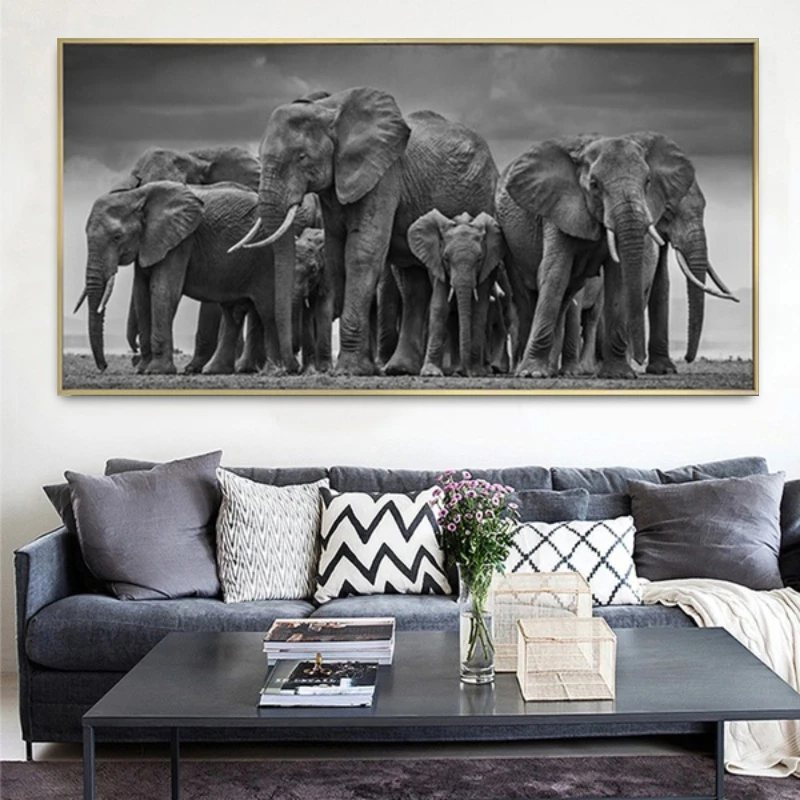 

African Animal Canvas Painting Large HD Elephant Canvas Poster Modern Living Room Bedroom Home Decor Wall Art Pictures