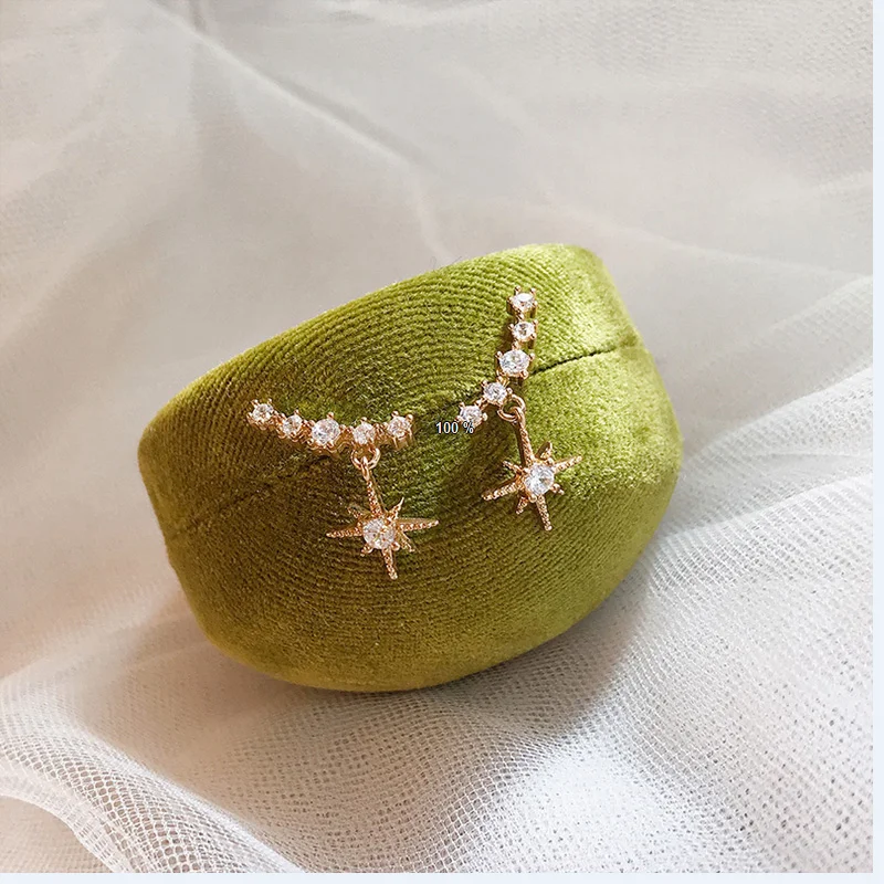 

New Small Earrings For Women 2022 Trending Simple Temperament Earrings Exquisite Inlaid Zircon Small Star Earrings Silver S925
