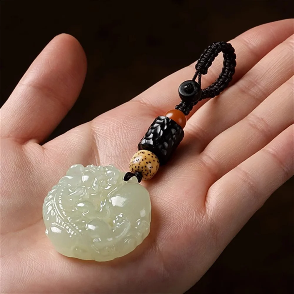 Природная резьба Нефритовая безопасная пряжка монетница передача богатства