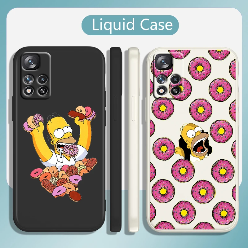 

The Simpsons Big Donut Case For Xiaomi Redmi Note 11 11T 10 10S 9 9S 9T 8 8T 7 5 Pro 4G 5G Liquid Rope Phone Cover Capa Coque