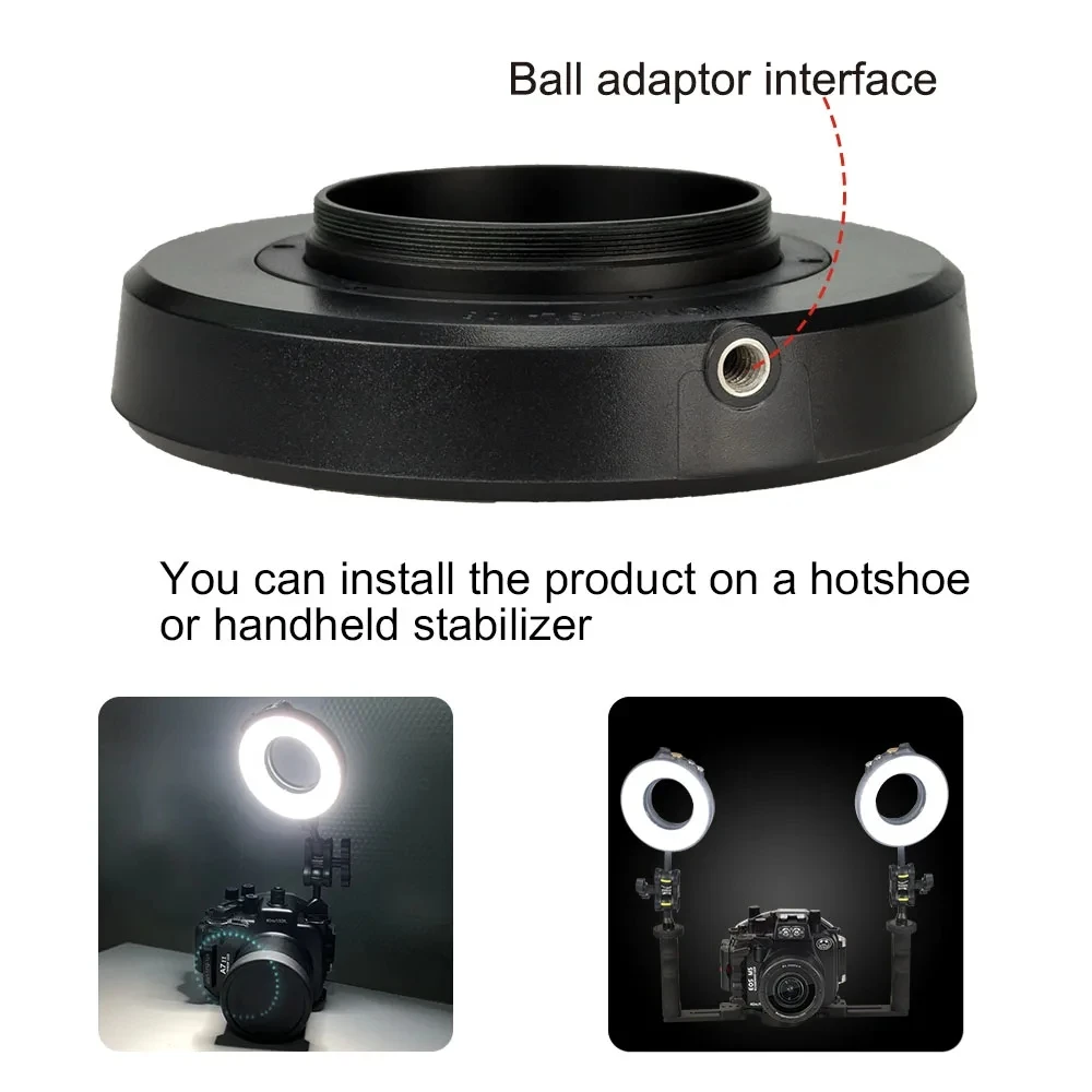 Фото Подводная кольцевая фара Seafrogs Flash Camera 1200LM, 40 м, 67 мм, с резьбой, 3 цвета света, с зарядкой от USB для Sony TG6/TG5 №2