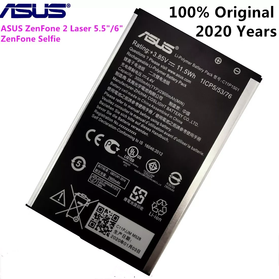 

Original Battery C11P1501 2900mAh for ZenFone 2 Laser 5.5"/6" ZenFone Selfie ZE550KL ZE601KL Z00LD Z011D ZD551KL Z00UD