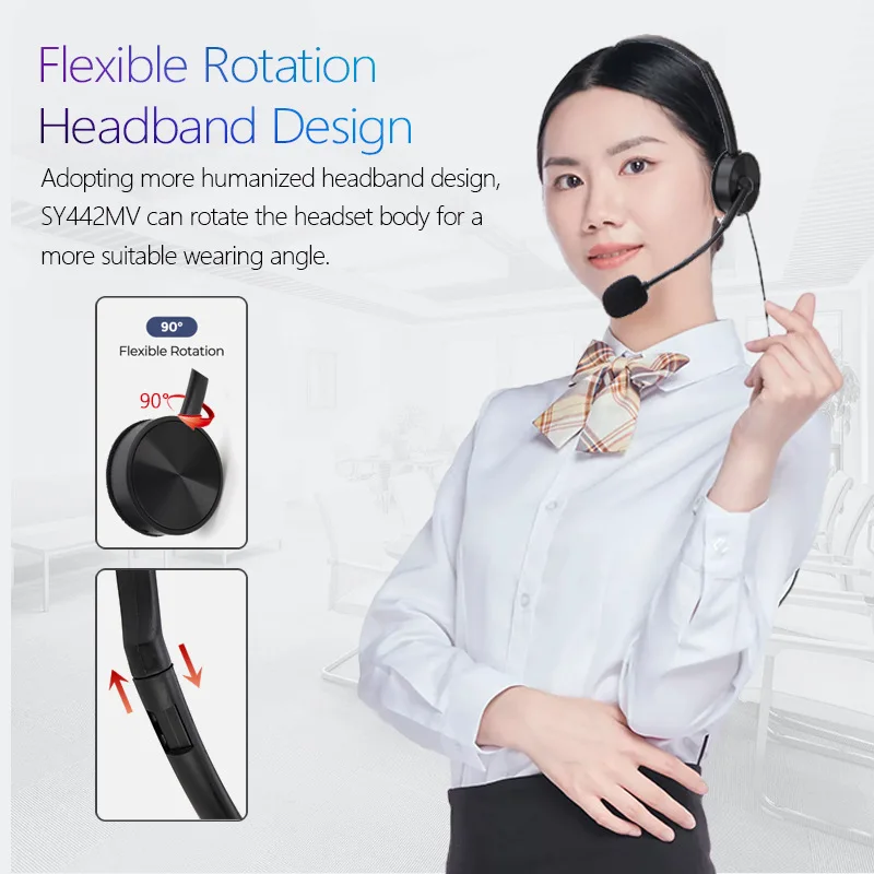 

Call Center Headset Mic Service Headphone Telephone Wired Phone Headset Retractable Headband For Centre Traffic Computer