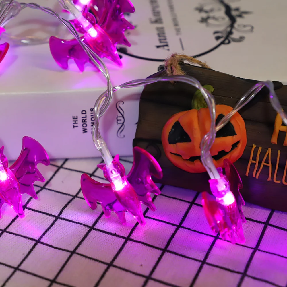 

4.5m Halloween Party Led Light String Purple Bat Party Pumkin Horror Ghost Festival Party Happy Halloween Party Decor For Home