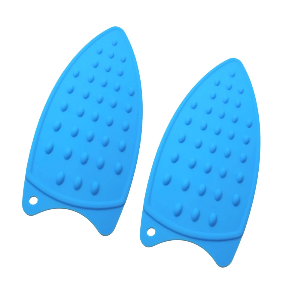 

2pcs Silicone Iron Hot Protection Rest Pad Mat Safe Surface Iron Stand Mat Rest Ironing Pad Insulation Boards (Blue)