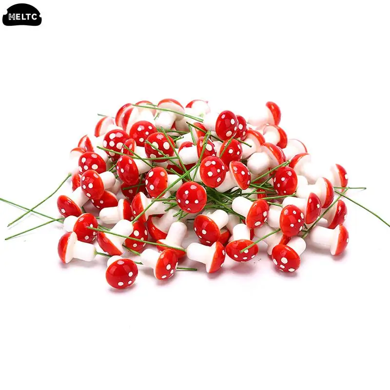 

100pcs/lot Colorful Artificial Mini Mushroom model Fairy Garden Plant action Figure Miniature Crafts Decorations Stakes Craft