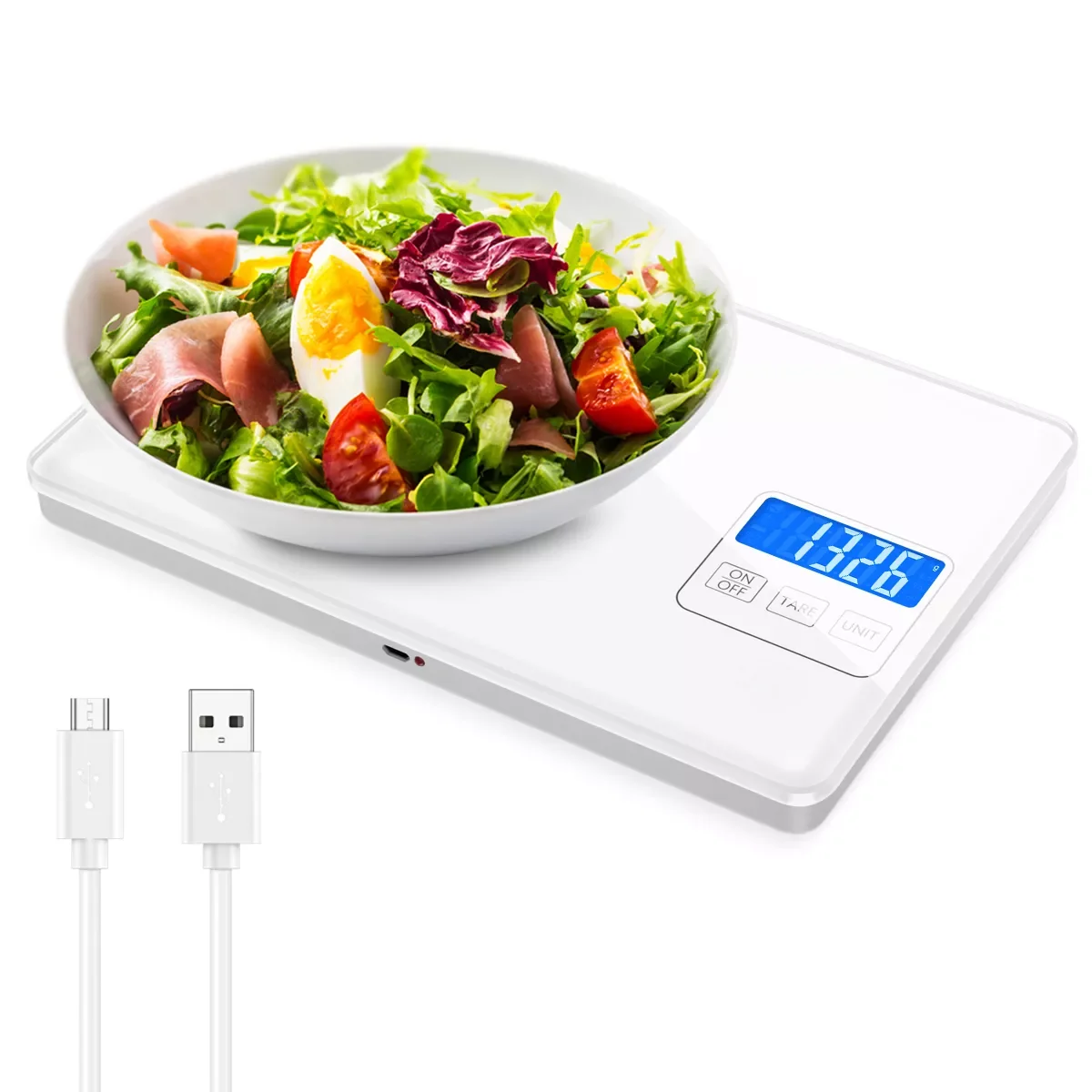 

Digital Scale 15kg/1g Rechargeable Electronic Kitchen Scale High Precision Food Weighing Scale for Baking Cooking